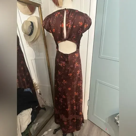 Free People Butterfly Babe Maxi Dress in Burgundy and Pink